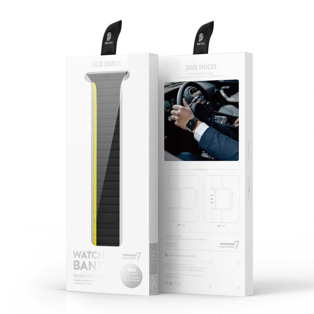 Hurtownia GSM - Dux Ducis Strap mágneses szíj (LD verzió) Apple Watch 4/5/6/7/SE/8/9/Ultra 44/45/49mm fekete-sárga - DDS1731 - {ean13} - Hurt