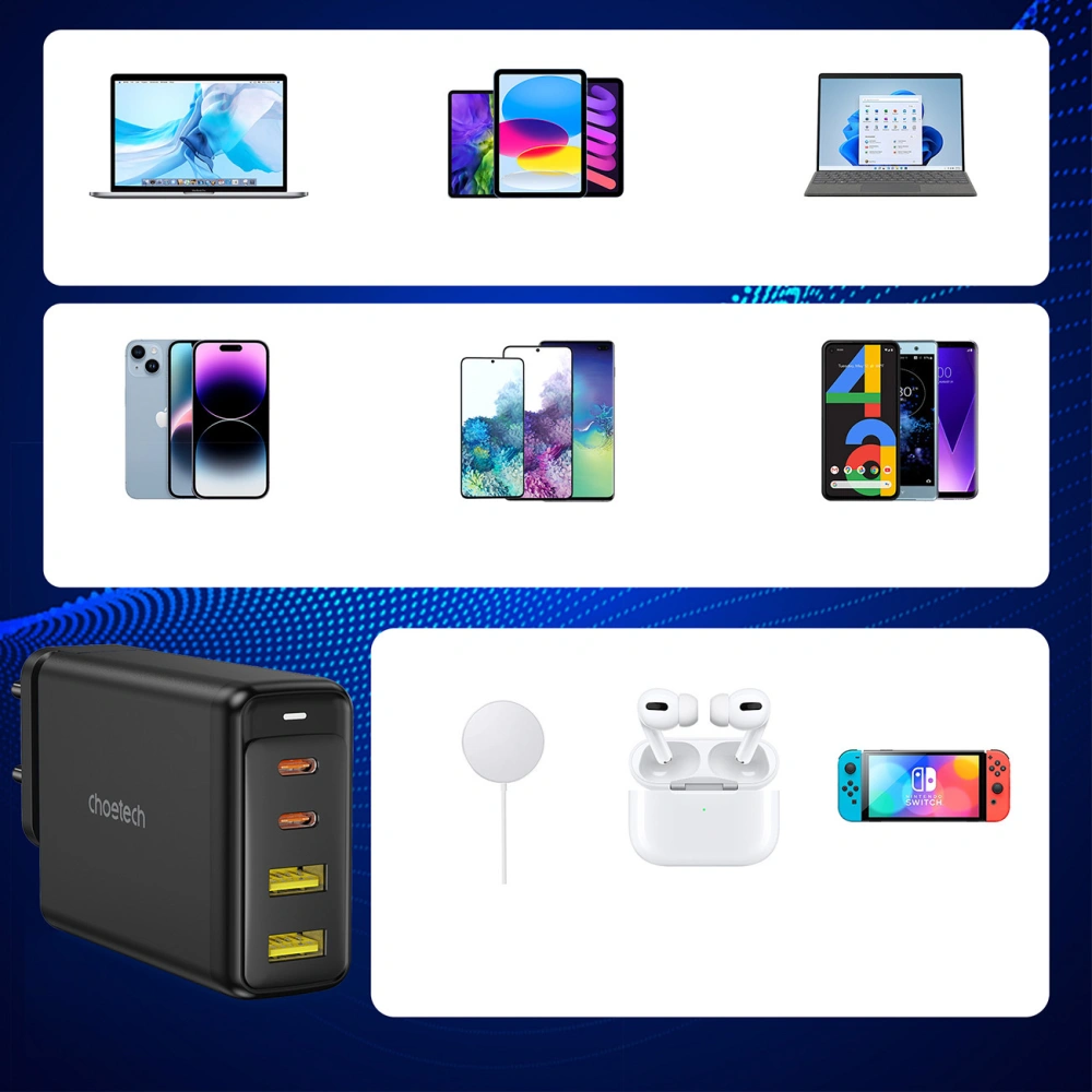 Hurtownia GSM - Încărcătorul de rețea Choetech PD6005 GaN 140W 2xUSB C, 2xUSB-A negru - CHT172 - {ean13} - Hurt