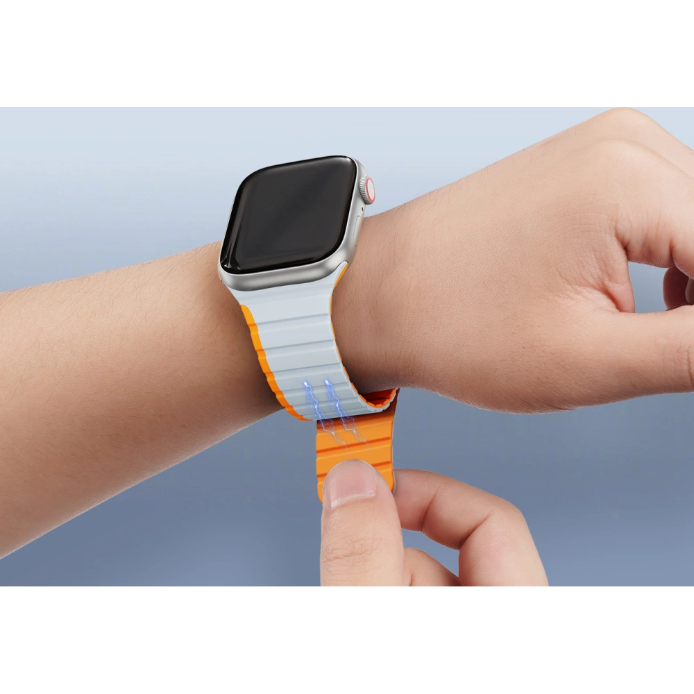 Hurtownia GSM - Dux Ducis Strap (LD Version) mágneses pánt Apple Watch 4/5/6/7/SE/8/9/10 40/41/42mm szürke-narancssárga - DDS1734 - {ean13} - Hurt