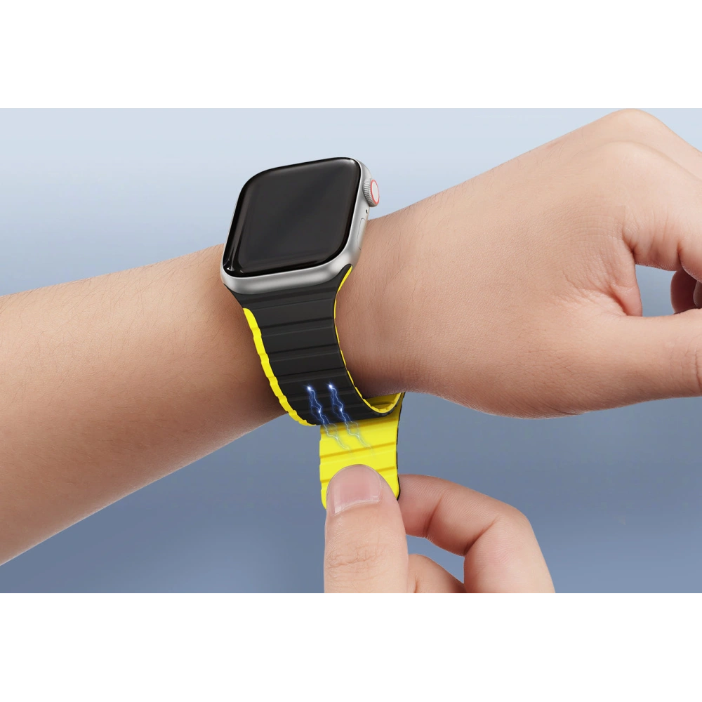 Hurtownia GSM - Dux Ducis Strap mágneses heveder (LD verzió) Apple Watch 4/5/6/7/SE/8/9/10 40/41/42mm fekete-sárga - DDS1736 - {ean13} - Hurt
