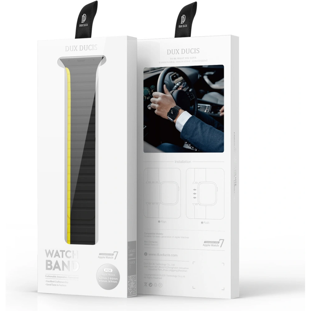 Hurtownia GSM - Dux Ducis Strap mágneses heveder (LD verzió) Apple Watch 4/5/6/7/SE/8/9/10 40/41/42mm fekete-sárga - DDS1736 - {ean13} - Hurt