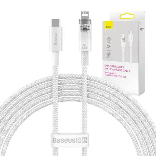 Kabel Baseus Explorer Series USB-C/Lightning 2m 20W (biały)