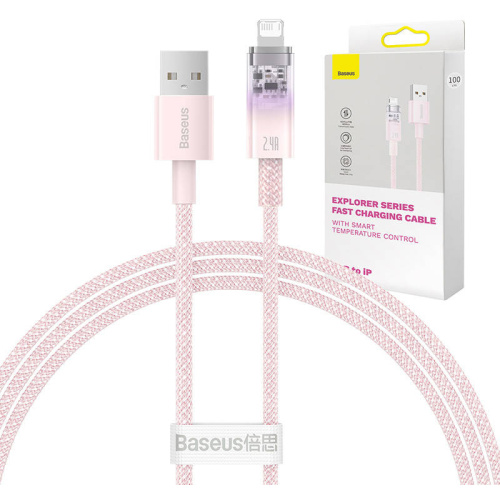Baseus Distributor - 6932172628994 - BSU4361 - Baseus Explorer Series USB-A/Lightning Cable 1m 2.4A (pink) - B2B homescreen
