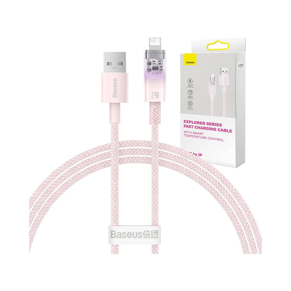 Hurtownia GSM - Kabel Baseus Explorer Series USB-A/Lightning 1m 2.4A (růžový) - BSU4361 - {ean13} - Hurt