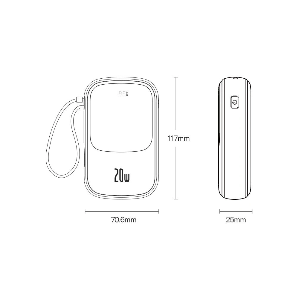 Hurtownia GSM - Powerbank Baseus Qpow Pro 10000mAh 20W Overseas Edition + kabel USB-C 3A - černý - BSU4362 - {ean13} - Hurt