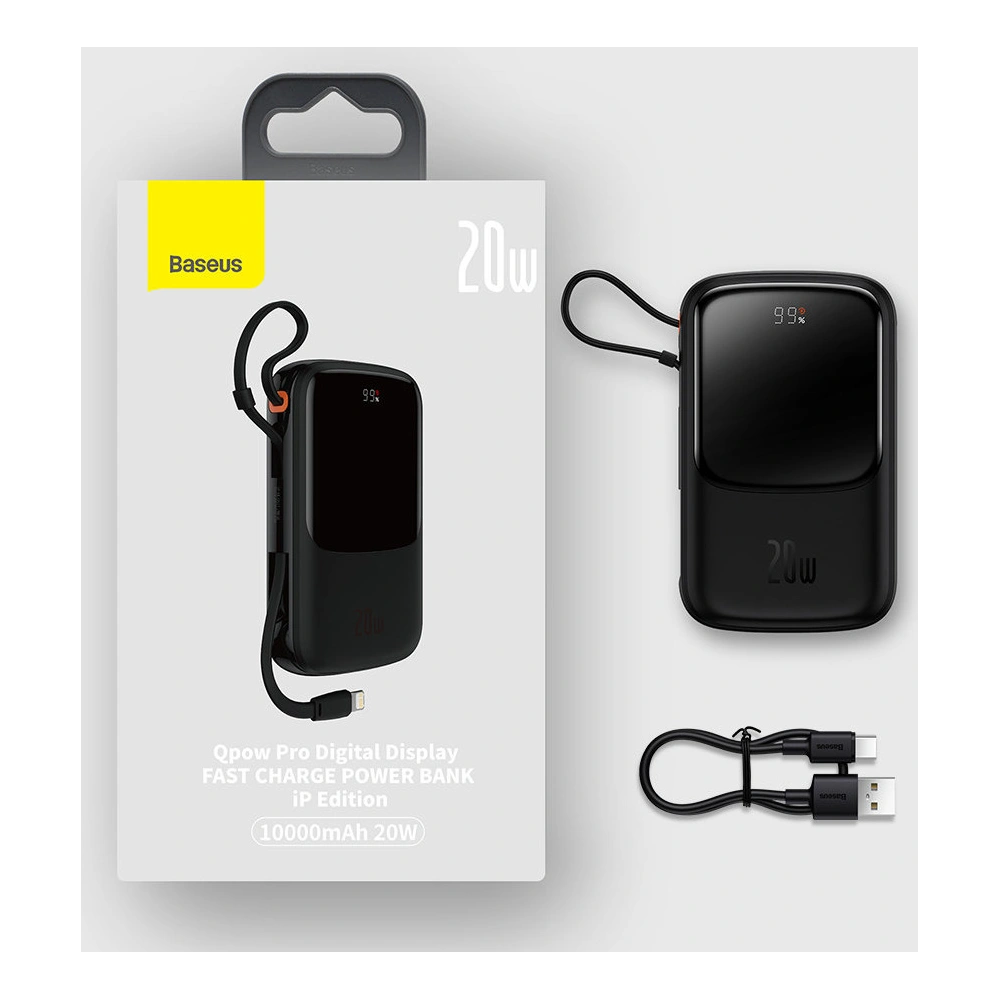 Hurtownia GSM - Powerbank Baseus Qpow Pro 10000mAh 20W Overseas Edition + kabel USB-C 3A - černý - BSU4362 - {ean13} - Hurt