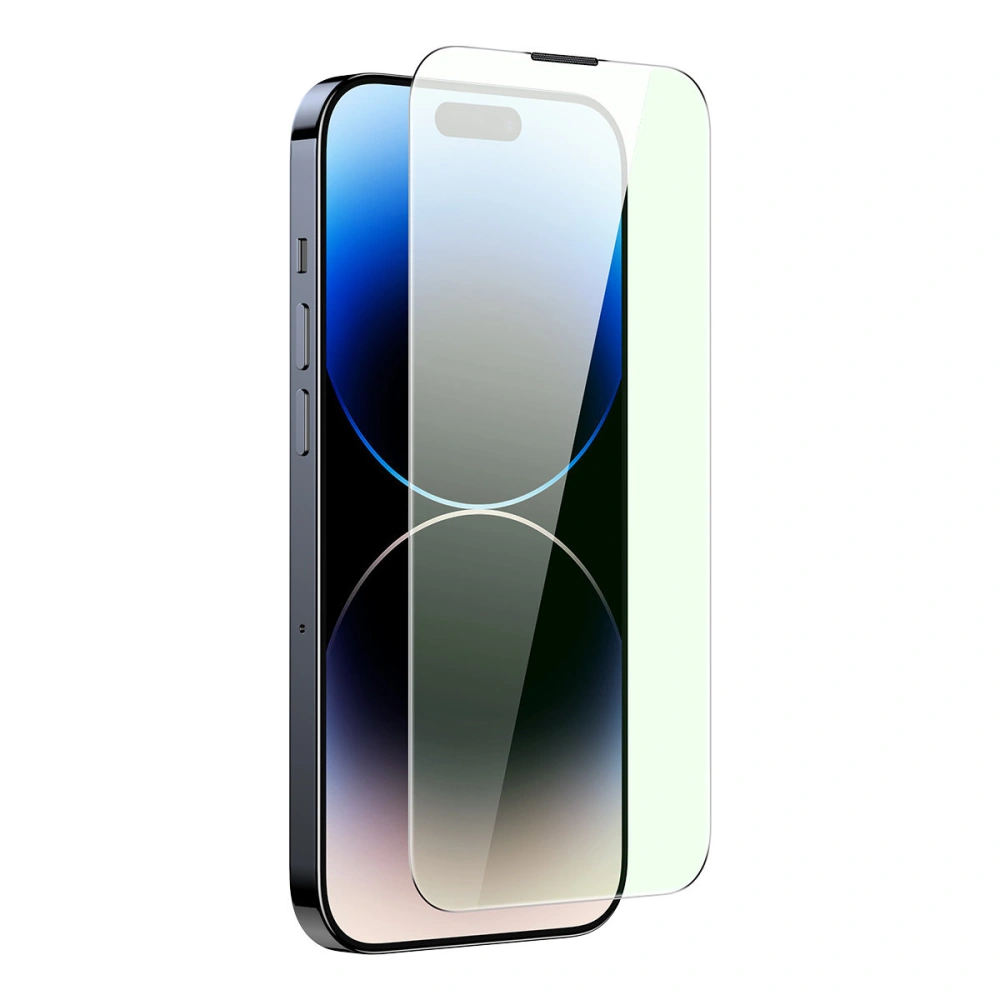 Wholesale Baseus Anti Blue Light 0.3mm Glass Apple iPhone 14 Pro Max with dust filter + mounting frame - BSU4365 - {ean13} - Hurt