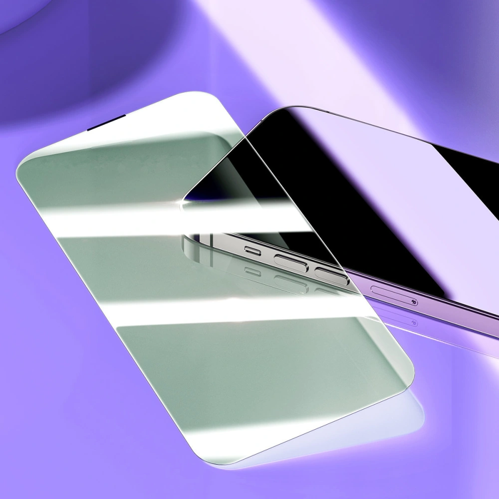 Hurtownia GSM - Edzett üveg Baseus Anti Blue Light 0.3mm Glass Apple iPhone 14 Pro Max porálló szűrővel + szerelő keret - BSU4365 - {ean13} - Hurt