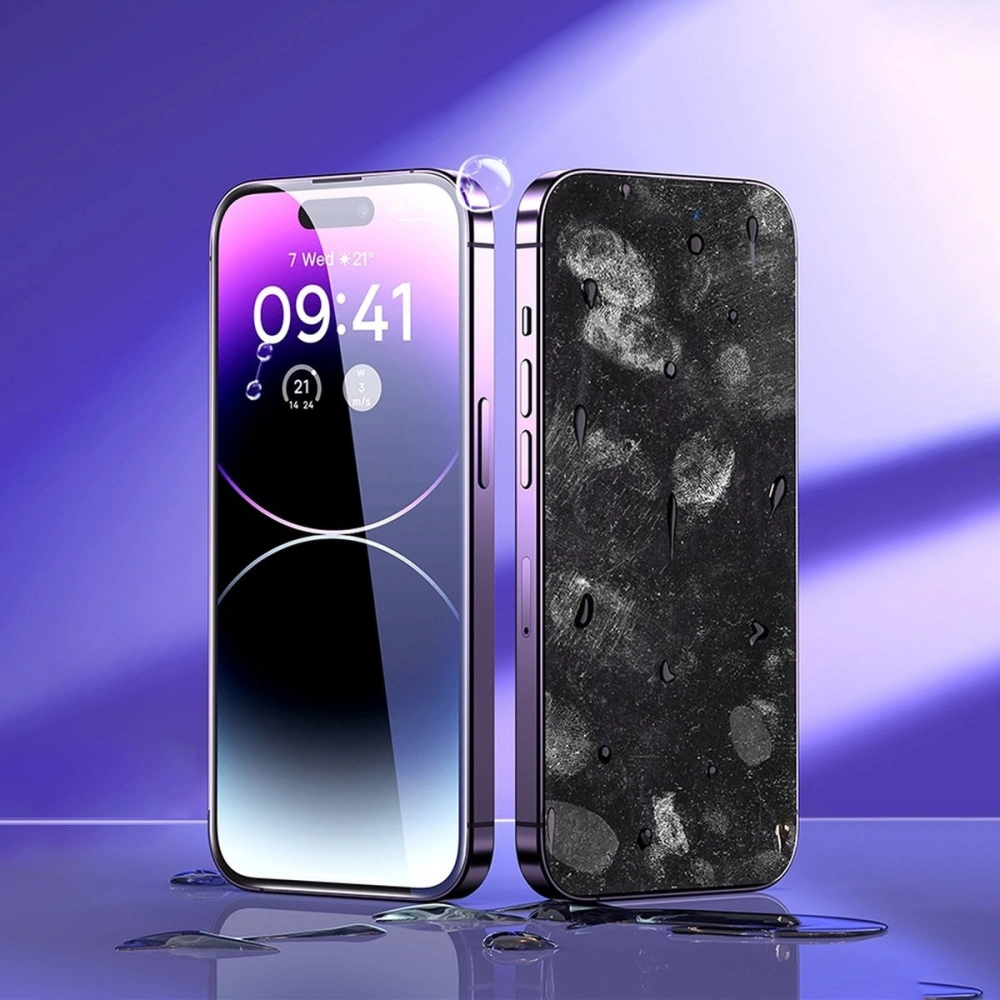 Hurtownia GSM - Edzett üveg Baseus Anti Blue Light 0.3mm Glass Apple iPhone 14 Pro porvédő szűrővel + szerelőkeret - BSU4366 - {ean13} - Hurt