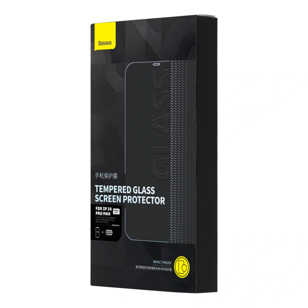 Wholesale Baseus 0.3mm Glass Apple iPhone 14 Pro Max with dust filter + mounting frame - BSU4367 - {ean13} - Hurt