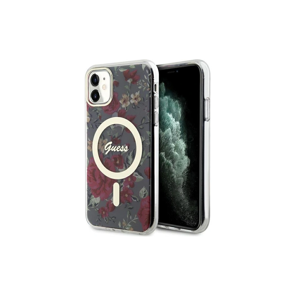 Wholesale Guess GUHMN61HCFWSA Apple iPhone 11/XR khaki hardcase Flower MagSafe - GUE2619 - {ean13} - Hurt