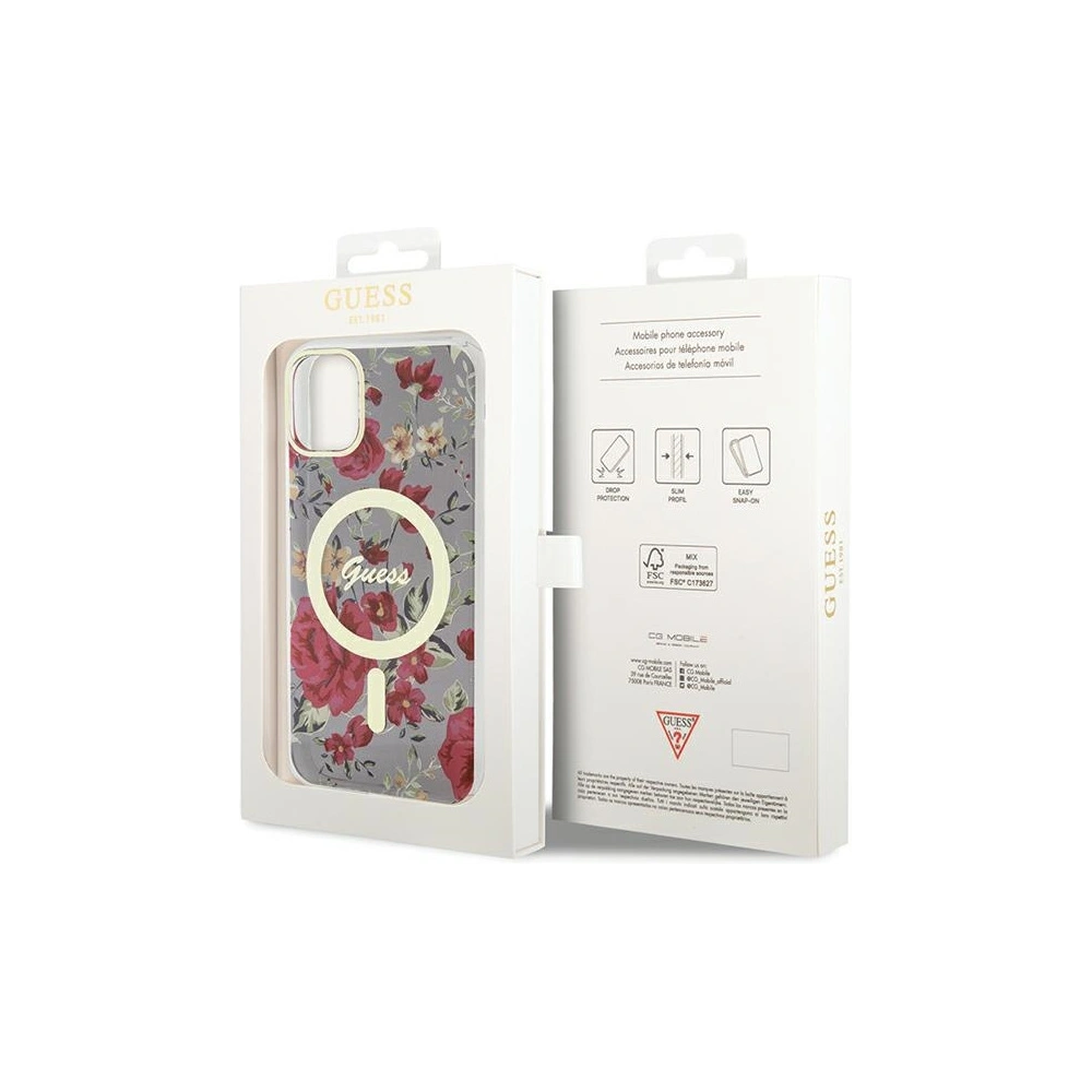 Wholesale Guess GUHMN61HCFWSA Apple iPhone 11/XR khaki hardcase Flower MagSafe - GUE2619 - {ean13} - Hurt
