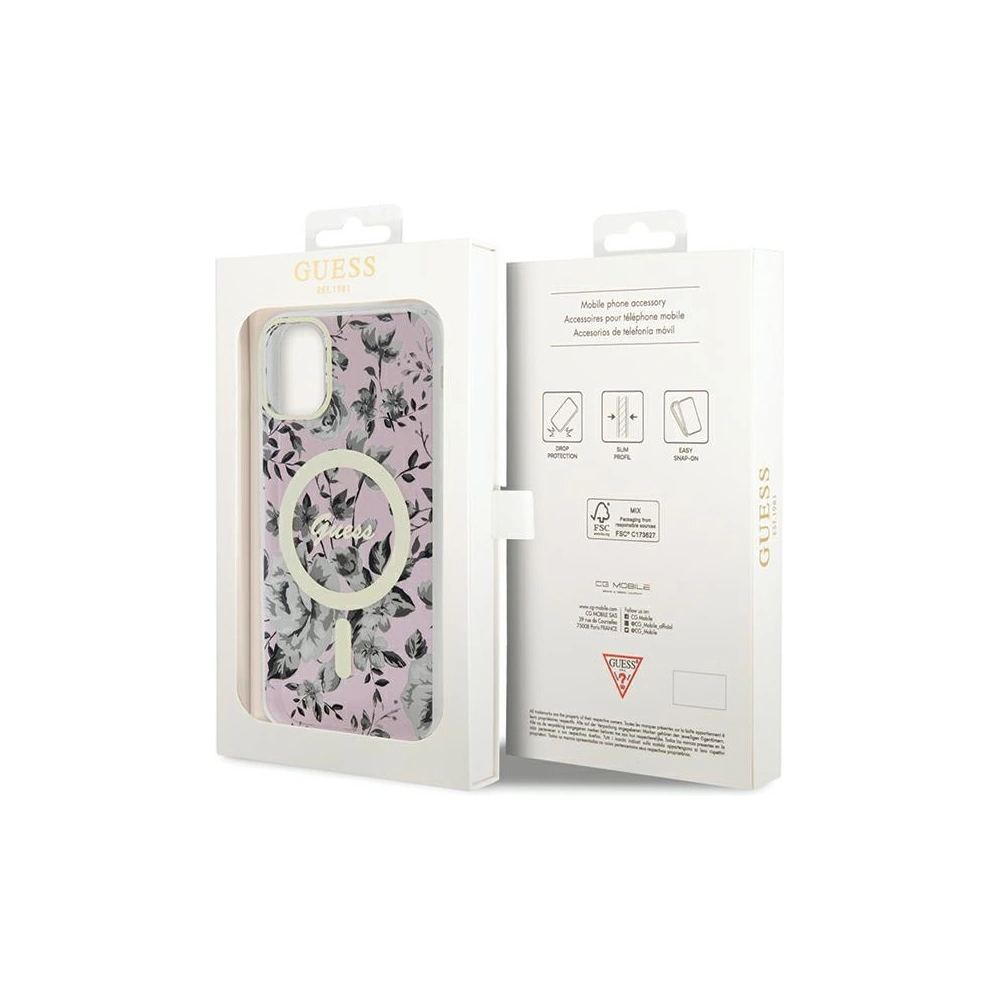 Hurtownia GSM - Etui Guess GUHMN61HCFWSP Apple iPhone 11/XR roz/roz hardcase Flower MagSafe - GUE2620 - {ean13} - Hurt