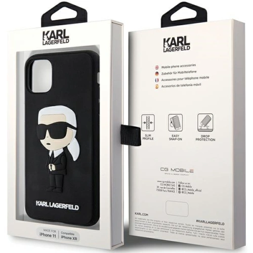 Etui Karl Lagerfeld KLHCN613DRKINK Apple iPhone 11/XR czarny/black hardcase Rubber Ikonik 3D