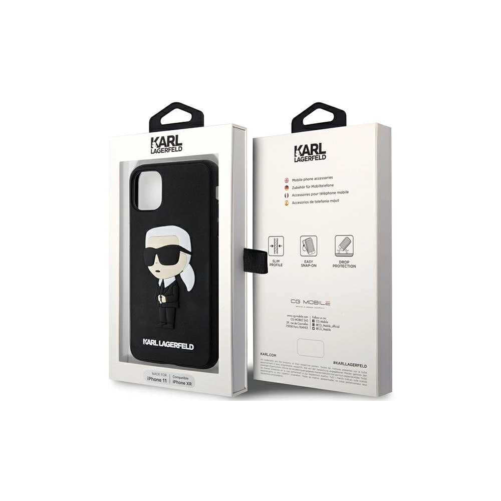 Wholesale Karl Lagerfeld KLHCN613DRKINK Apple iPhone 11/XR black hardcase Rubber Ikonik 3D - KLD1588 - {ean13} - Hurt