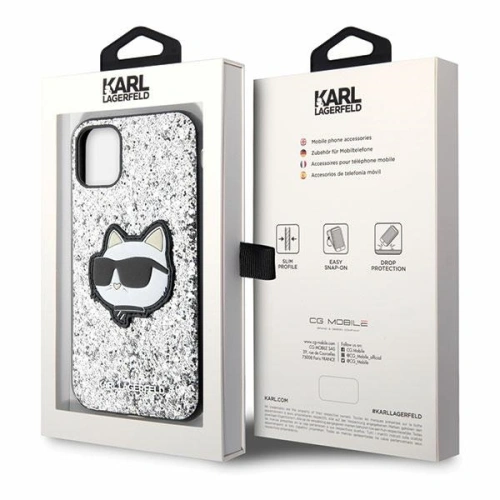 Etui Karl Lagerfeld KLHCN61G2CPS Apple iPhone 11/XR srebrny/silver hardcase Glitter Choupette Patch