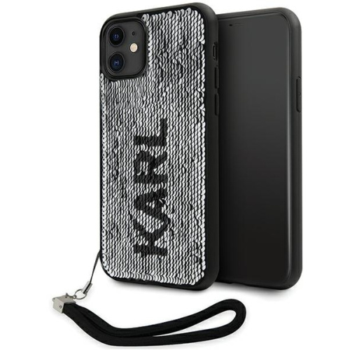 Karl Lagerfeld Distributor - 3666339128029 - KLD1591 - Karl Lagerfeld KLHCN61PSQRKS Apple iPhone 11/XR silver hardcase Sequins Cord - B2B homescreen