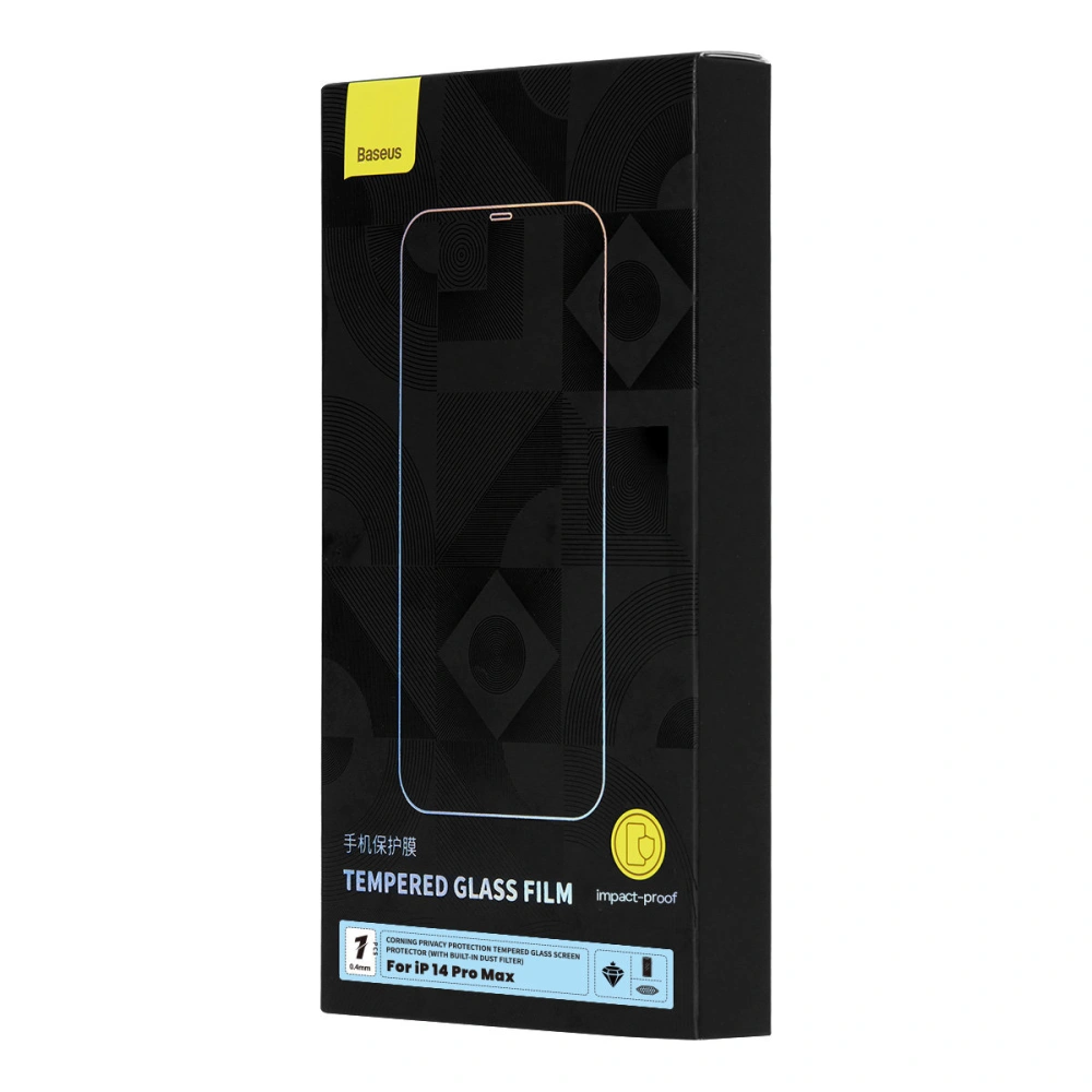 Hurtownia GSM - Edzett üveg Baseus Privacy 0.4mm Glass Apple iPhone 14 Pro Max + szerelési keret - BSU4372 - {ean13} - Hurt