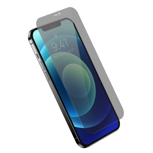 Szkło hartowane Baseus Privacy 0.3mm Glass Apple iPhone 12/12 Pro + ramka montażowa
