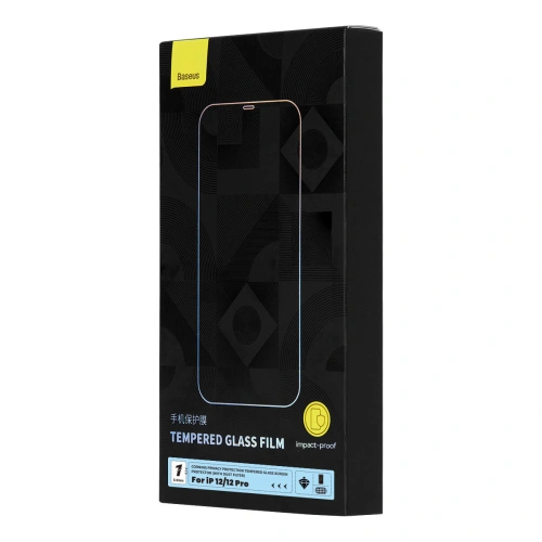 Szkło hartowane Baseus Privacy 0.3mm Glass Apple iPhone 12/12 Pro + ramka montażowa