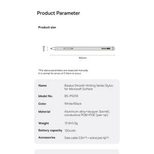 Hurtownia GSM - Aktiver Stylus Baseus Smooth Writing Series Microsoft Surface MPP 2.0 schwarz - BSU4374 - {ean13} - Hurt