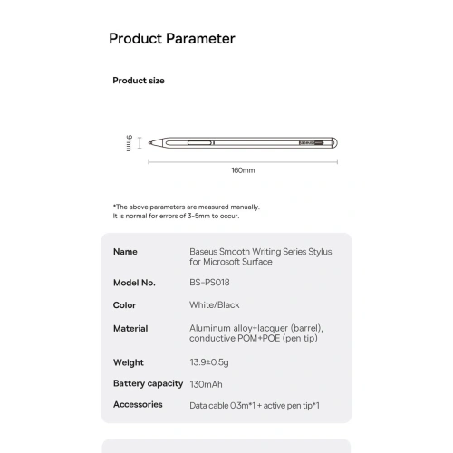 Aktywny rysik stylus Baseus Smooth Writing Series Microsoft Surface MPP 2.0 czarny