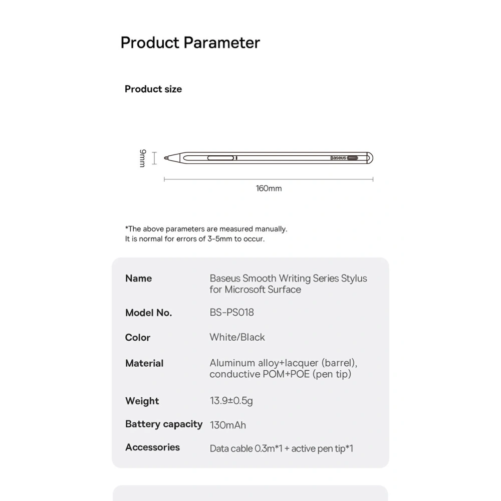 Hurtownia GSM - Aktiver Stylus Baseus Smooth Writing Series Microsoft Surface MPP 2.0 schwarz - BSU4374 - {ean13} - Hurt