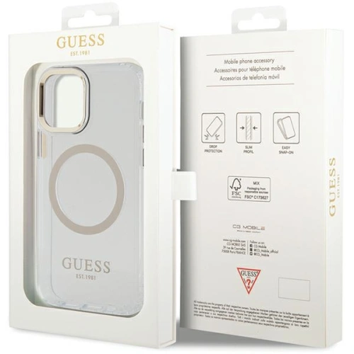 Etui Guess GUHMP12MHTRMD Apple iPhone 12/12 Pro złoty/gold hardcase Metal Outline Magsafe
