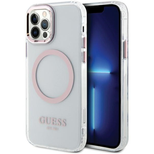 Guess Distributor - 3666339169961 - GUE2626 - Guess GUHMP12MHTRMP Apple iPhone 12/12 Pro pink hard case Metal Outline Magsafe - B2B homescreen