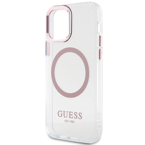 Etui Guess GUHMP12MHTRMP Apple iPhone 12/12 Pro różowy/pink hard case Metal Outline Magsafe