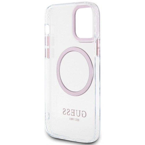 Etui Guess GUHMP12MHTRMP Apple iPhone 12/12 Pro różowy/pink hard case Metal Outline Magsafe