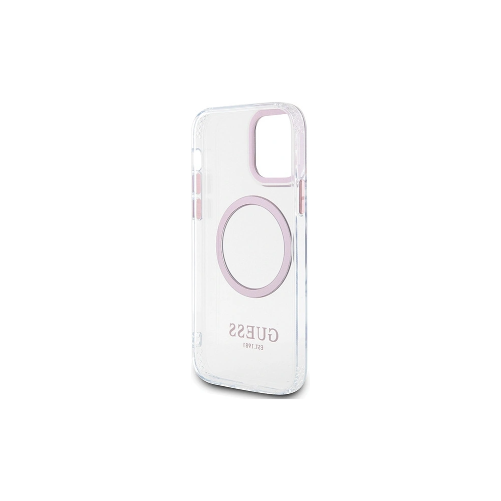 Wholesale Guess GUHMP12MHTRMP Apple iPhone 12/12 Pro pink hard case Metal Outline Magsafe - GUE2626 - {ean13} - Hurt