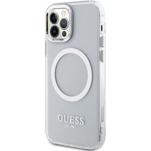 Hurtownia GSM - Etui Guess GUHMP12MHTRMS Apple iPhone 12/12 Pro stříbrný/silver hard case Metal Outline Magsafe - GUE2627 - {ean13} - Hurt