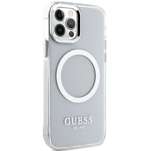 Etui Guess GUHMP12MHTRMS Apple iPhone 12/12 Pro srebrny/silver hard case Metal Outline Magsafe