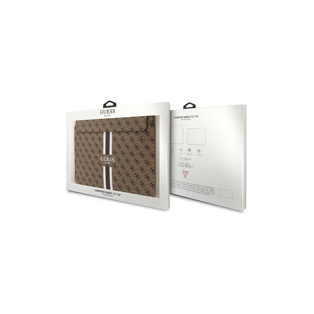 Hurtownia GSM - Etui Guess Sleeve GUCS14P4RPSW 14 palců hnědý/brown 4G Tisknuté pruhy - GUE2629 - {ean13} - Hurt