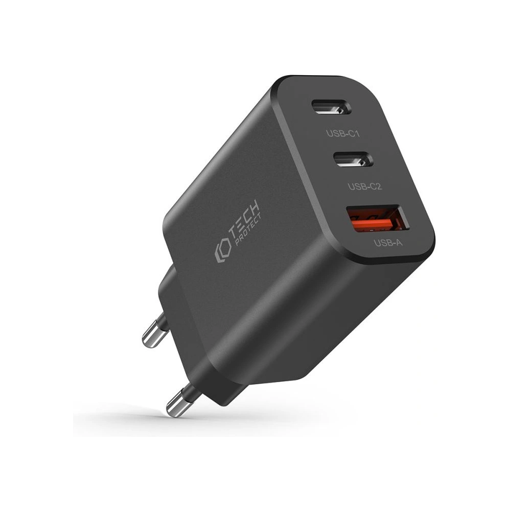 Wholesale Tech-Protect C30W 3-port Network Charger PD 30W QC 3.0 Black - THP2056 - {ean13} - Hurt