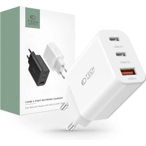 Hurtownia GSM - Síťová nabíječka Tech-Protect C30W 3-portová nabíječka PD 30W QC 3.0 bílá - THP2057 - {ean13} - Hurt