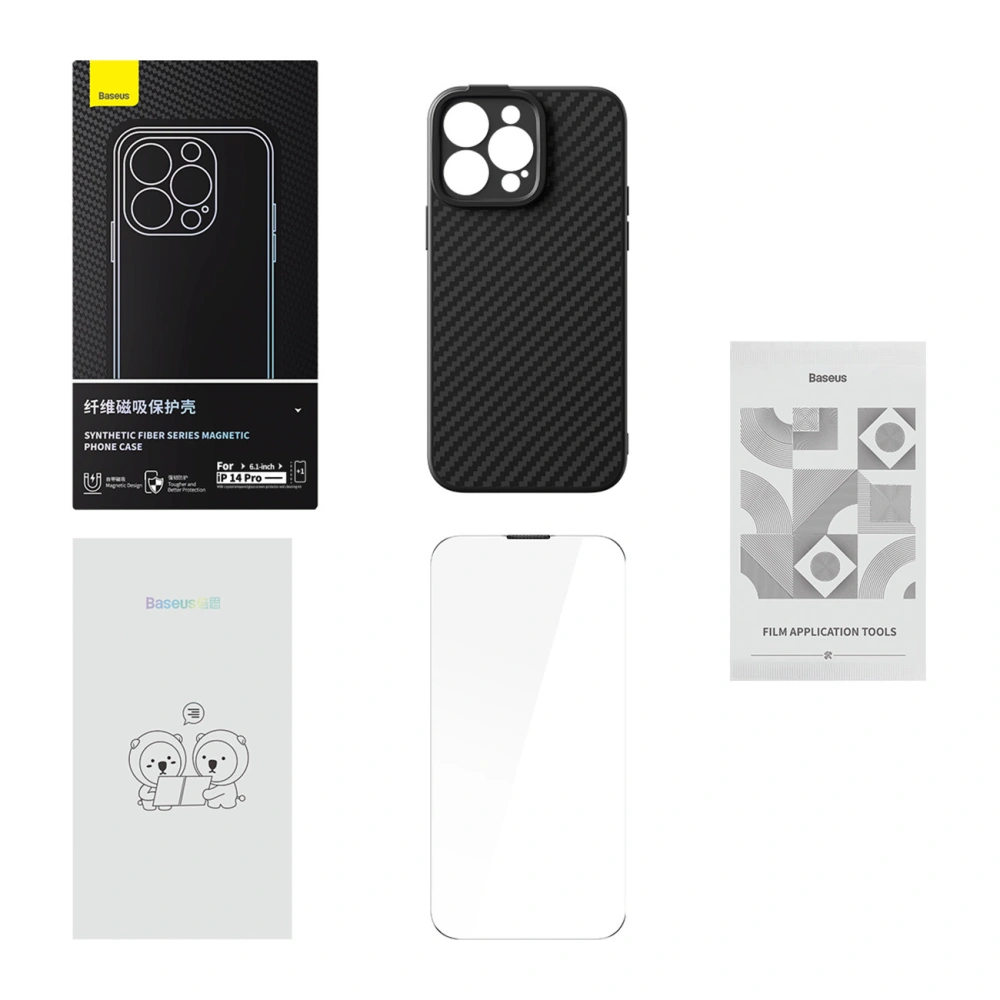 Hurtownia GSM - Baseus Apple Case + Glas Kunstfaser MagSafe iPhone 14 Pro Max schwarz - BSU4385 - {ean13} - Hurt