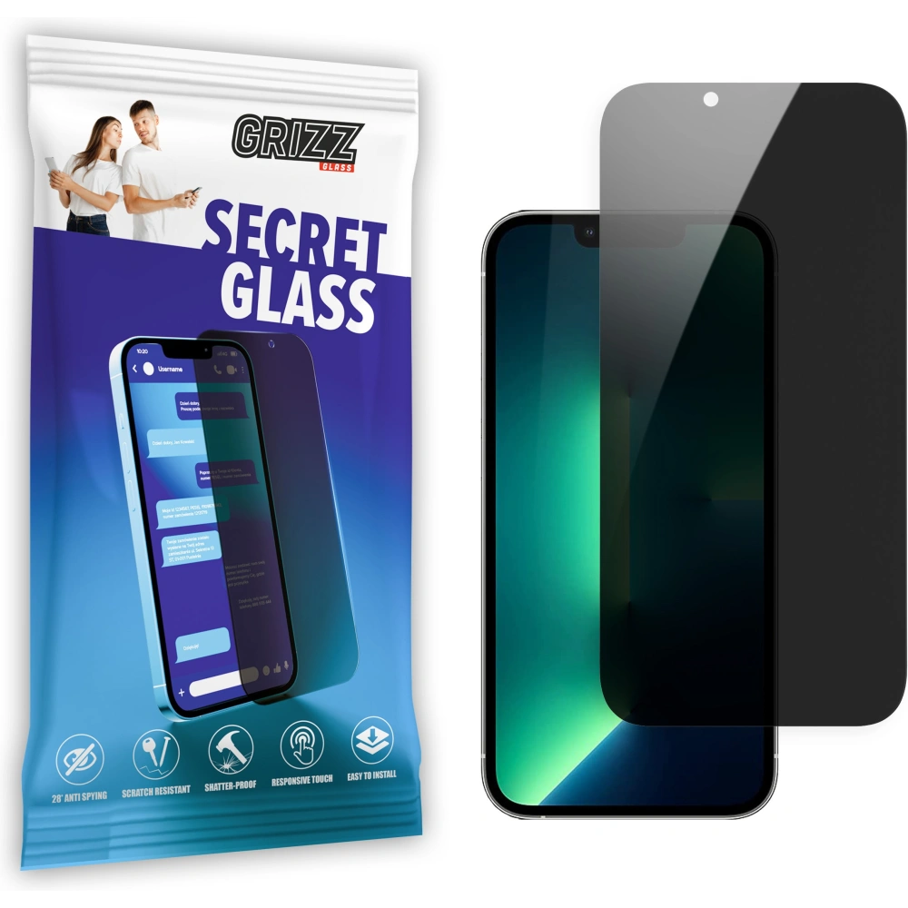 Matowe szkło prywatyzujące GrizzGlass SecretGlass do Apple iPhone 16e / 14 / 13 / 13 Pro