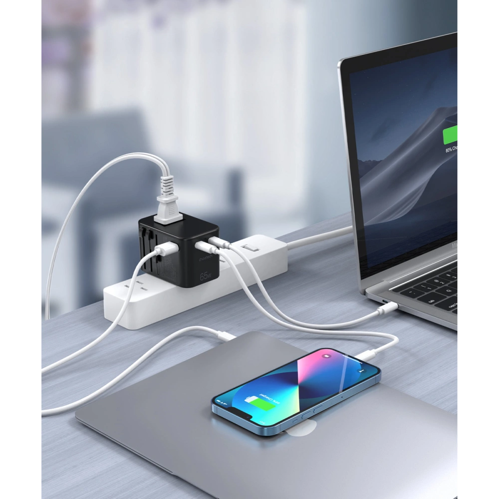 Wholesale Choetech PD5009-BK Wall Charger GaN 2xUSB-C/USB-A 65W Power Delivery black - CHT180 - {ean13} - Hurt