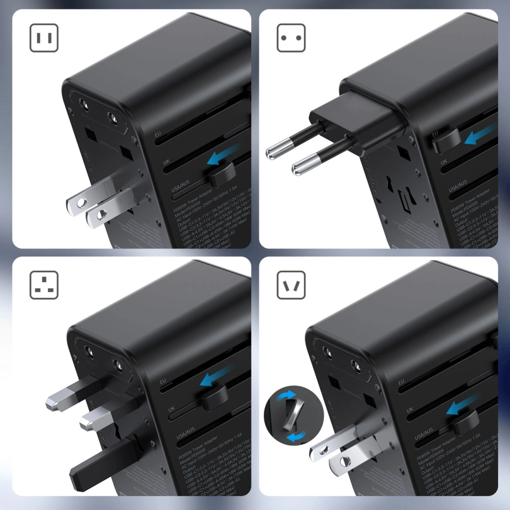 Wholesale Choetech PD5009-BK Wall Charger GaN 2xUSB-C/USB-A 65W Power Delivery black - CHT180 - {ean13} - Hurt