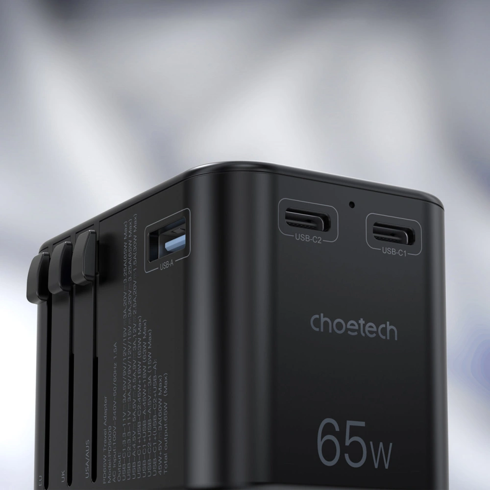 Wholesale Choetech PD5009-BK Wall Charger GaN 2xUSB-C/USB-A 65W Power Delivery black - CHT180 - {ean13} - Hurt
