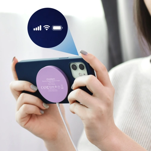 Ładowarka bezprzewodowa magnetyczna Choetech T518-F-PK 15W MagSafe różowa