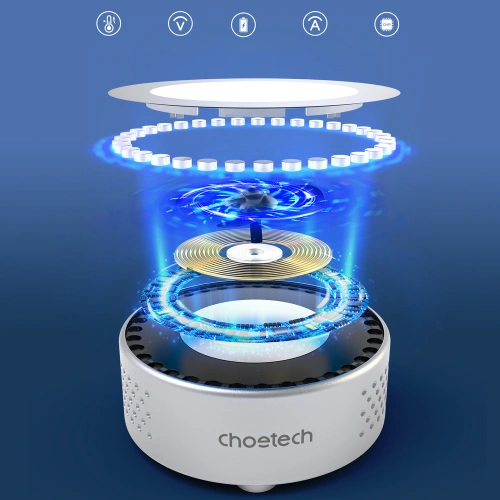 Ładowarka bezprzewodowa Choetech T593-F Qi 15W MagSafe z wentylatorem srebrny + kabel USB-C/USB-C