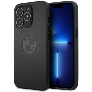 Etui BMW BMHCP13LREELK Apple iPhone 13 Pro czarny/black hardcase Leather Emboss