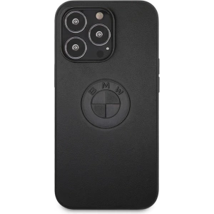 Etui BMW BMHCP13LREELK Apple iPhone 13 Pro czarny/black hardcase Leather Emboss