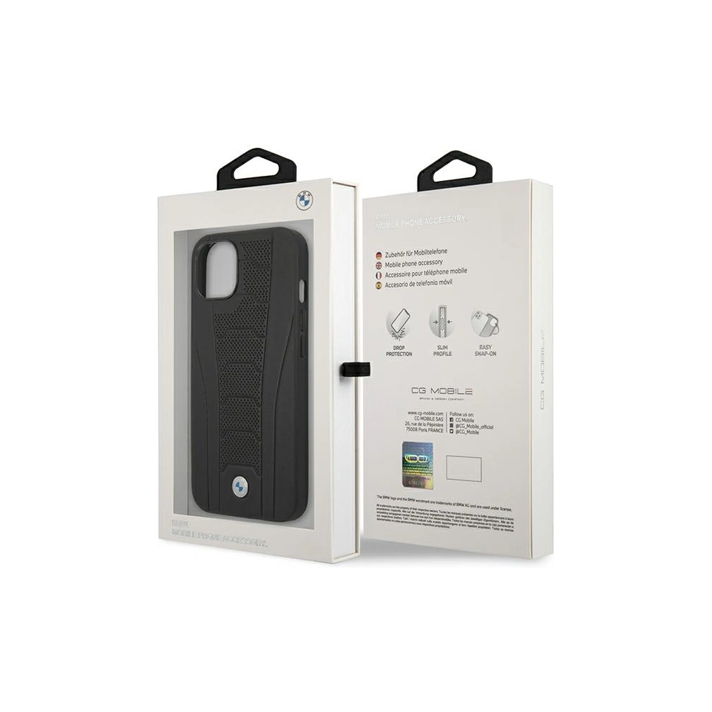 Hurtownia GSM - Etui BMW BMHCP13MRPSLK Apple iPhone 13 negru/black hardcase din piele cu linii debosate - BMW481 - {ean13} - Hurt