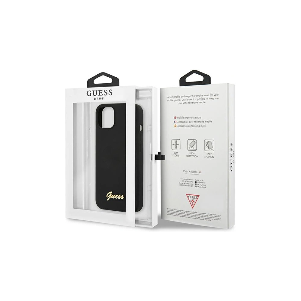 Hurtownia GSM - Etui Guess GUHCP13MLSLMGBK Apple iPhone 13 negru/czarny hardcase Silicon Script Logo Auriu - GUE2633 - {ean13} - Hurt
