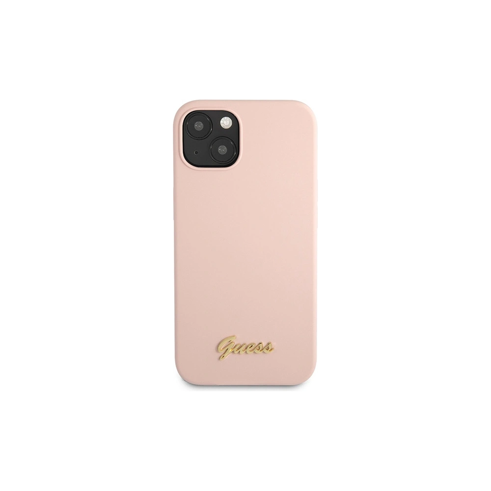 Hurtownia GSM - Etui Guess GUHCP13MLSLMGLP Apple iPhone 13 roz cu lumina/roz deschis hardcase din silicon Script Logo Aurit - GUE2634 - {ean13} - Hurt