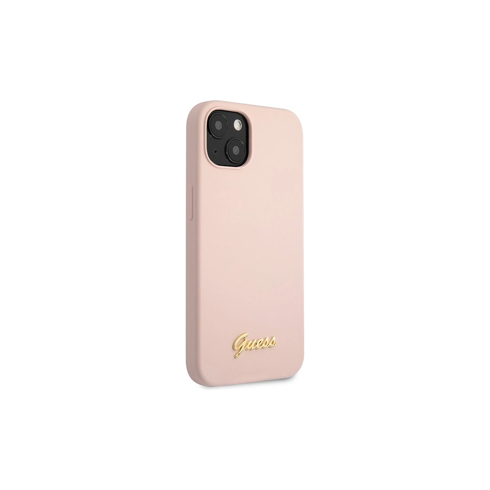 Hurtownia GSM - Etui Guess GUHCP13MLSLMGLP Apple iPhone 13 roz cu lumina/roz deschis hardcase din silicon Script Logo Aurit - GUE2634 - {ean13} - Hurt